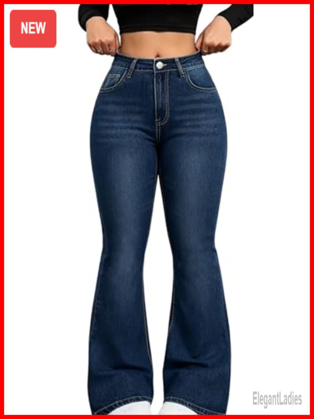 Plus Size High Waisted Flare Jeans Curvy Fit Super Stretch Denim